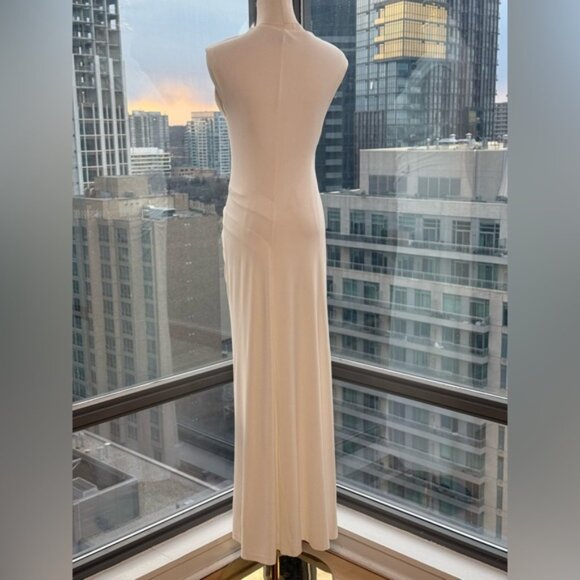 🆕 SIMKHAI 🧿 NWOT Acacia Draped Ruched Jersey Midi Dress, Ivory - Sz S - Picture 7 of 15